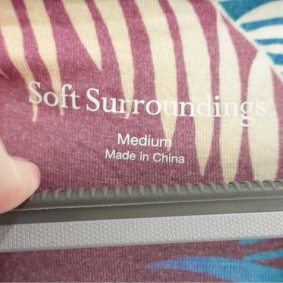 NWT Soft Surroundings Anya MIDI Dress V-Neck Palm Tropical Multicolor Sz M - Picture 2 of 10